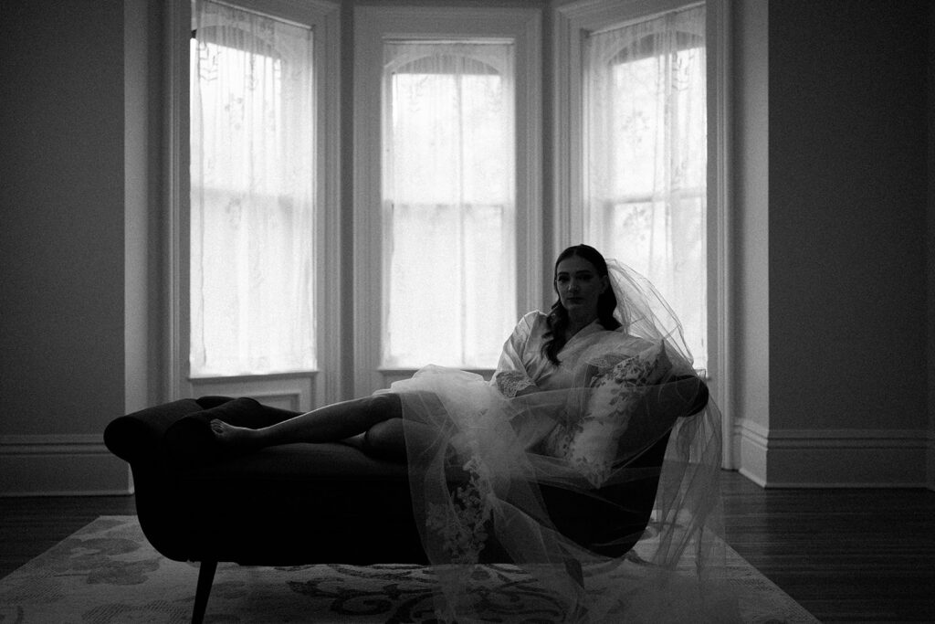 A bride inside of The Deland House on Main. 